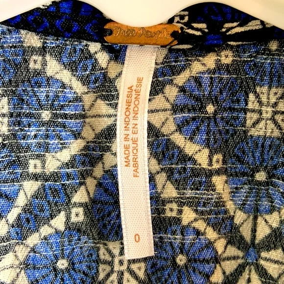 🌷Free People Swing Blue And White Dress Size 0 - Picture 5 of 7